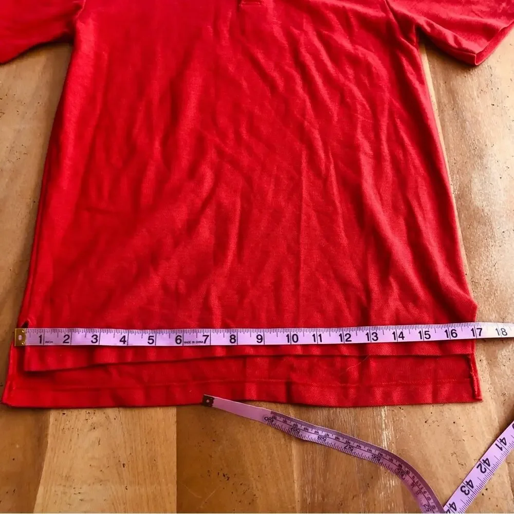 Vintage Kids Bright Red Polo Fire Breathing Dragon Chest Logo Knit Boys 20 Prep
